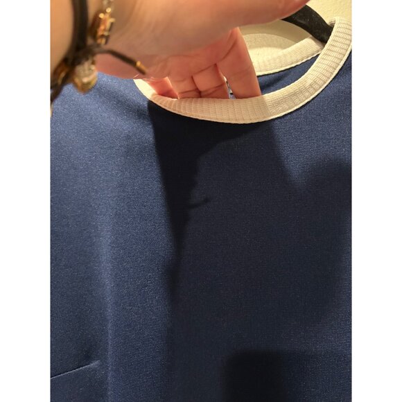 Vintage Henry-Lee Navy Short Sleeve Dress With Contrast Trim & Decorative Pocket - Picture 5 of 10
